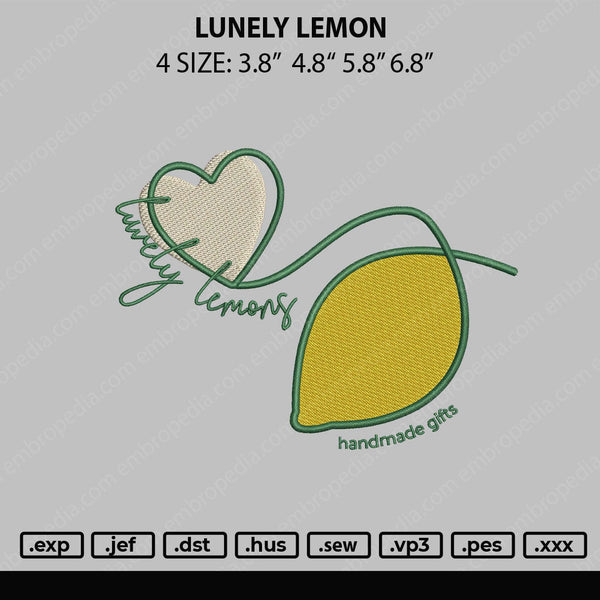 Lunely Lemon Embroidery File 4 sizes