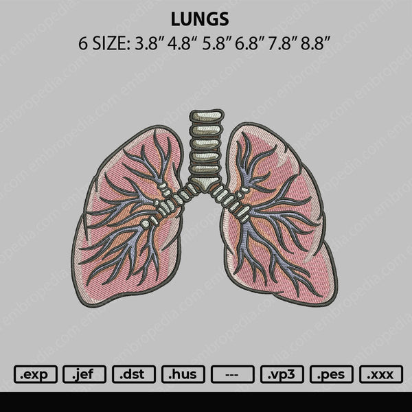 Lungs Embroidery File 6 sizes