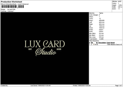 Luxcard Text Embroidery File 6 sizes