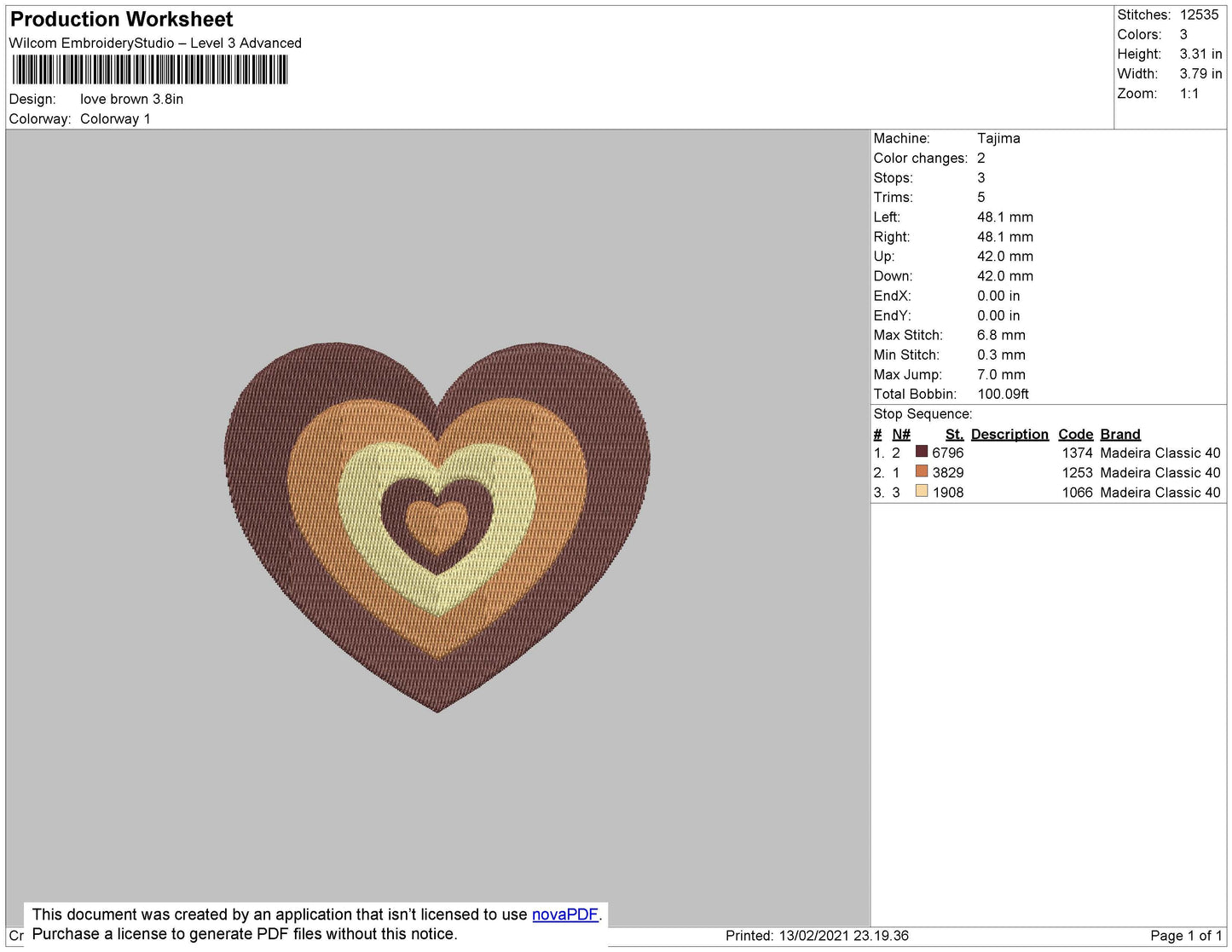 Love Brown Embroidery File 4 size