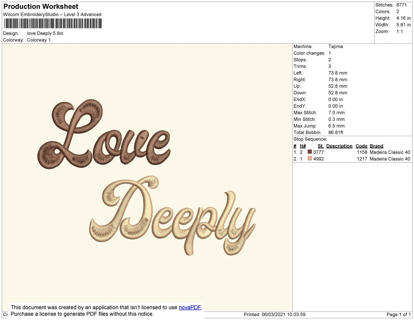 Love Deeply Text Embroidery File 4 size