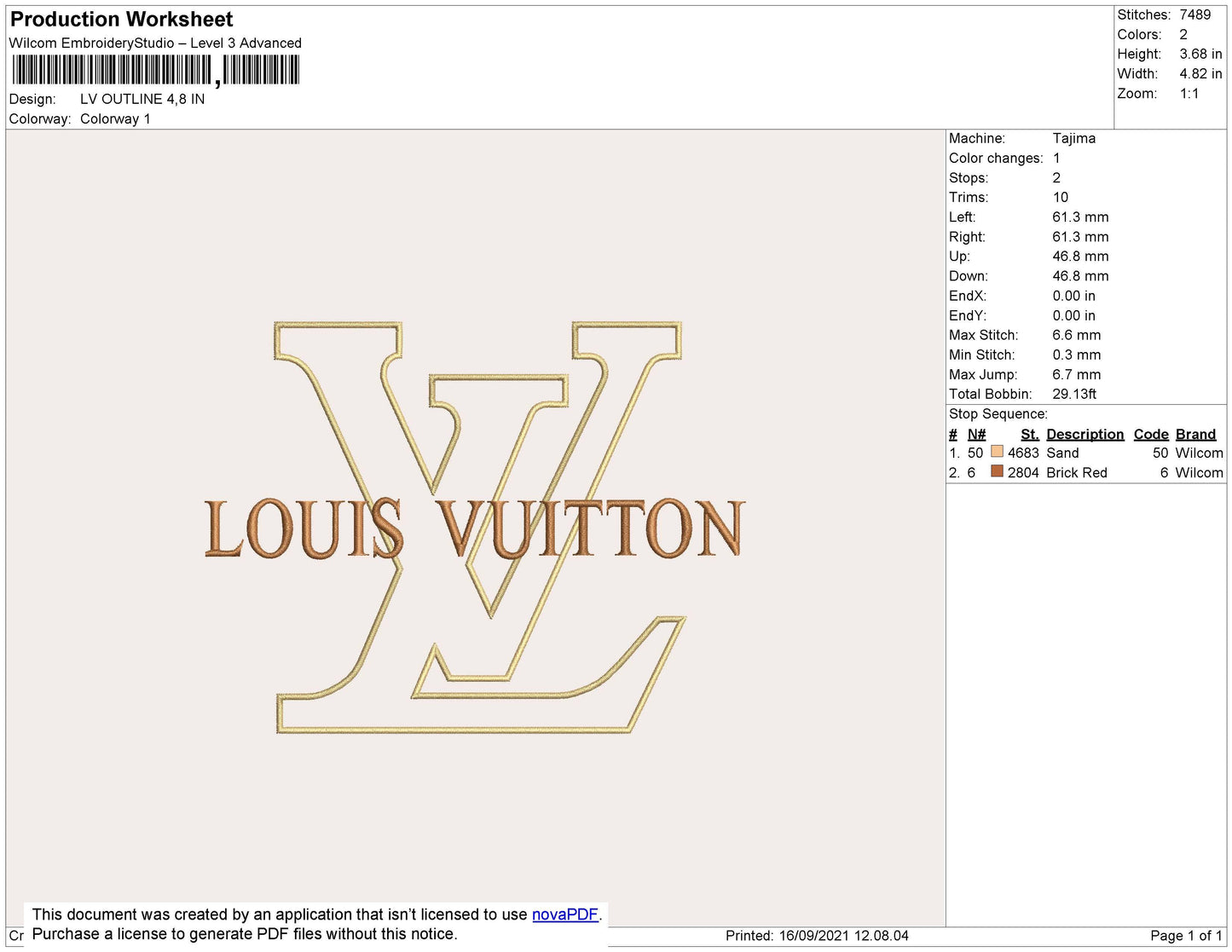 Lv Outline Embroidery File 4 size