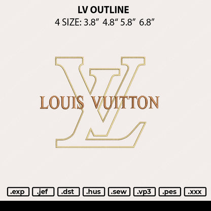 Lv Outline Embroidery File 4 size