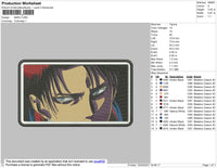 1 Anime Levi Rectangle 01 Embroidery File 4 Size