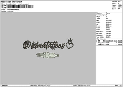 Tattoostext 03 Embroidery File 6 sizes