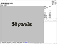 Mi Panita Text Embroidery File 4 size