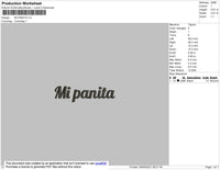 Mi Panita Text Embroidery File 4 size