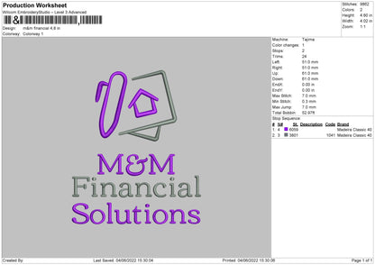 M&M Financial Embroidery File 4 size