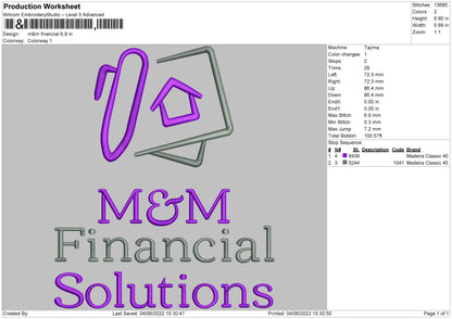 M&M Financial Embroidery File 4 size