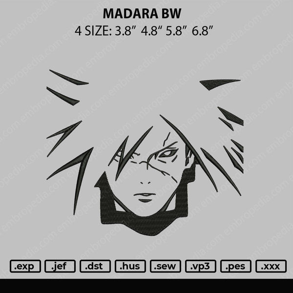 Madara BW Embroidery File 4 size