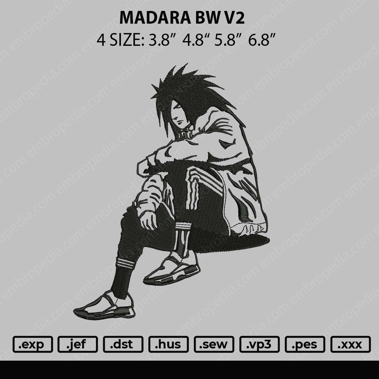 Madara BW V2 Embroidery File 4 size