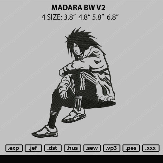 Madara BW V2 Embroidery File 4 size