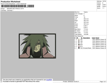 Madara Rectangle Embroidery File 4 size