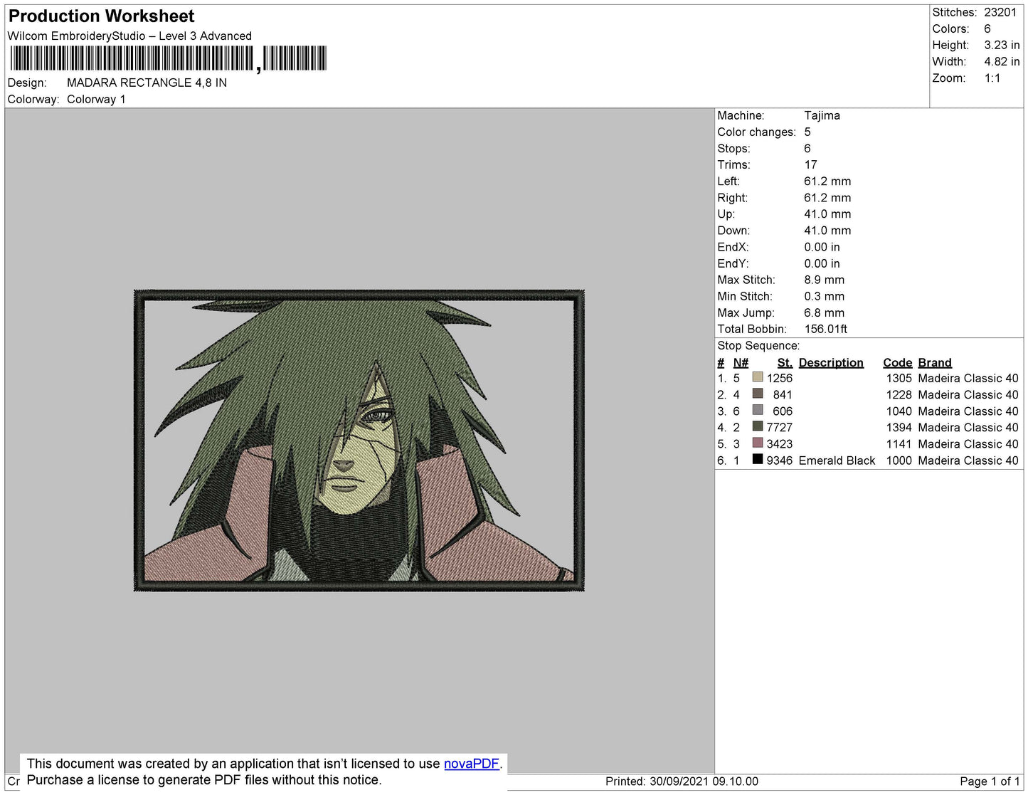 Madara Rectangle Embroidery File 4 size