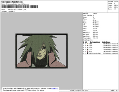 Madara Rectangle Embroidery File 4 size
