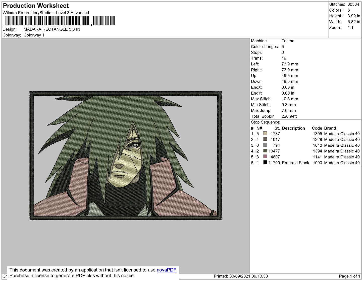 Madara Rectangle Embroidery File 4 size