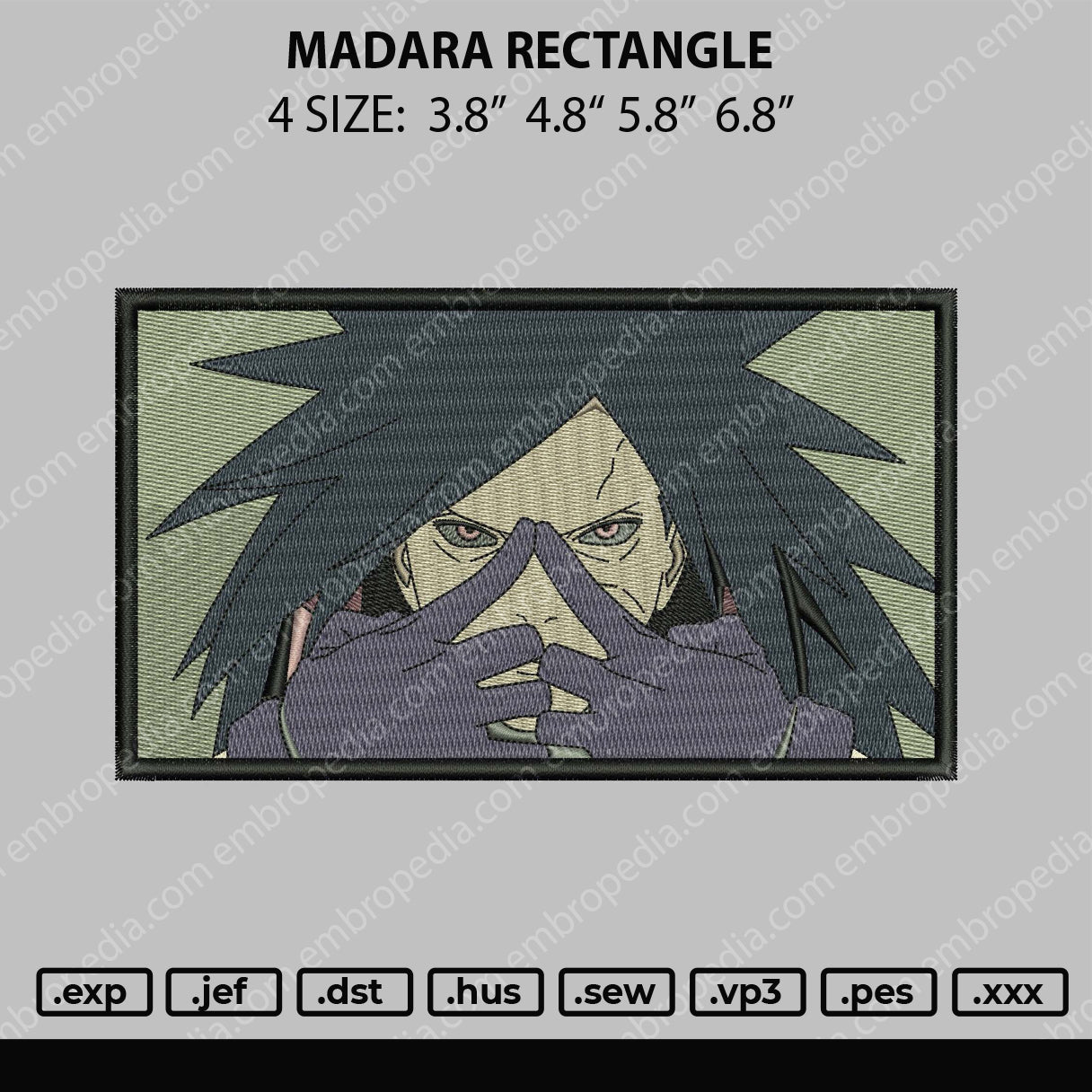 Madara Rectangle Embroidery File 4 size