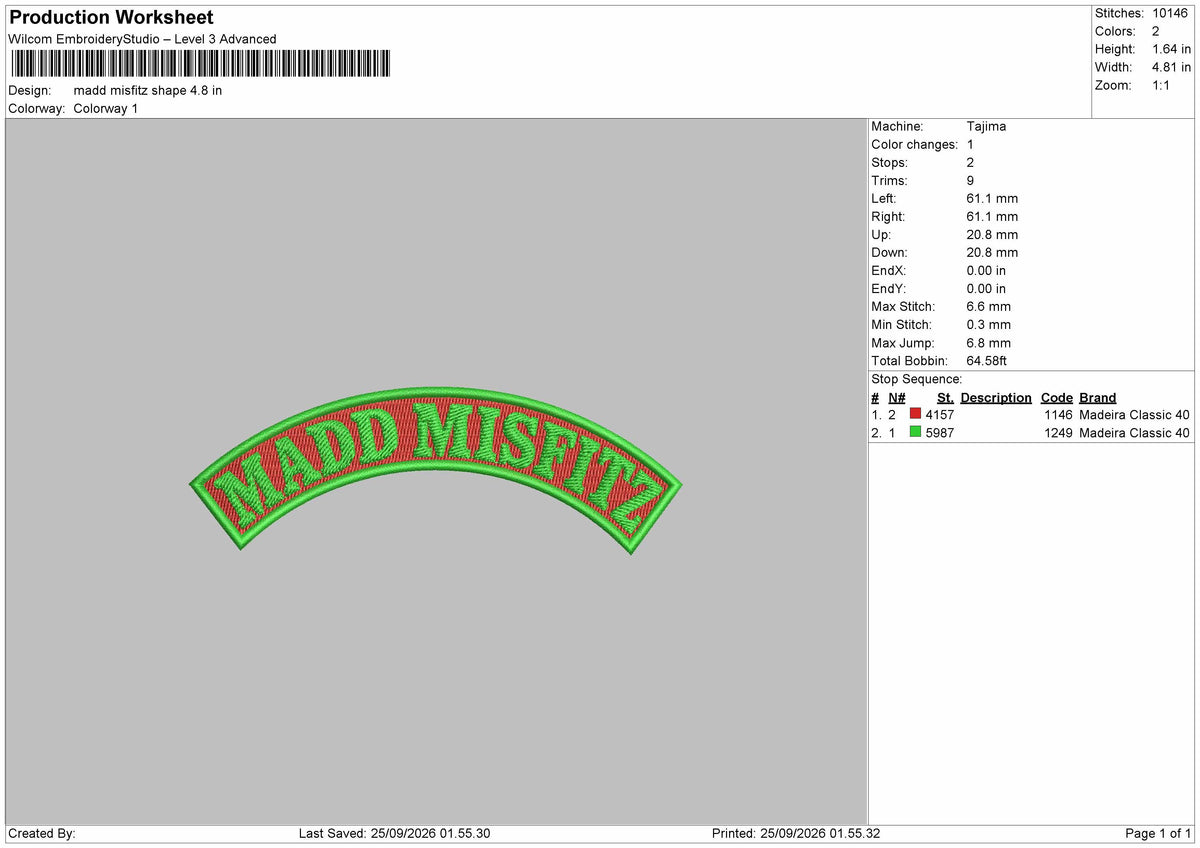 Madd Text 02 Embroidery Machine Design File 6 sizes
