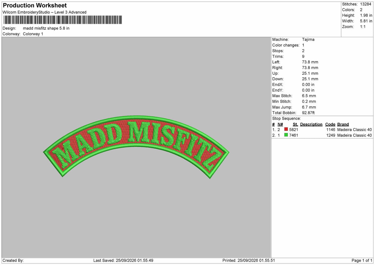 Madd Text 02 Embroidery Machine Design File 6 sizes