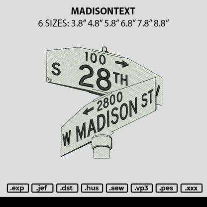 Madisontext Embroidery File 6 sizes