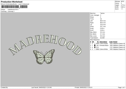 Madrehood Embroidery File 4 size