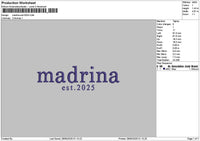 Madrinatext 01 Embroidery File 6 sizes