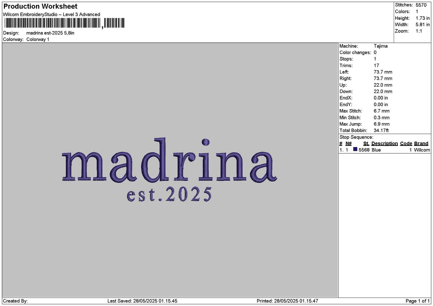 Madrinatext 01 Embroidery File 6 sizes