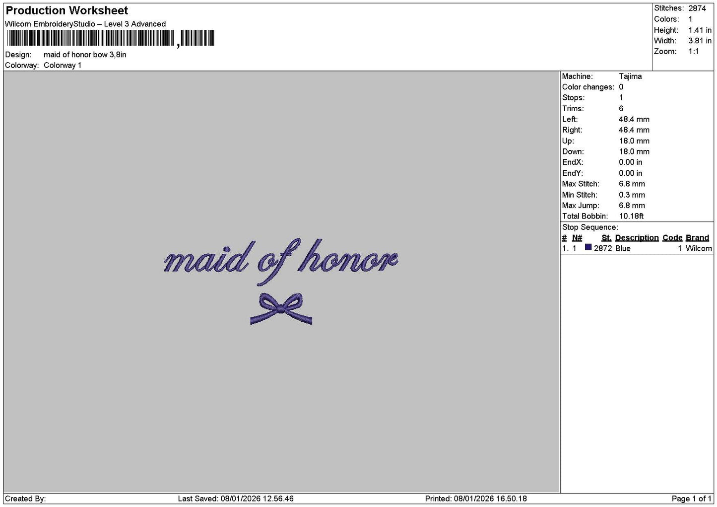 Maidtext Embroidery File 6 sizes