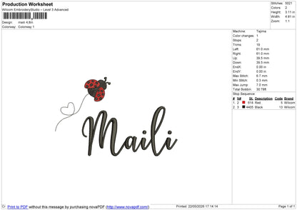 ALL NAMES Embroidery File 6 size