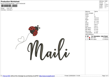 ALL NAMES Embroidery File 6 size