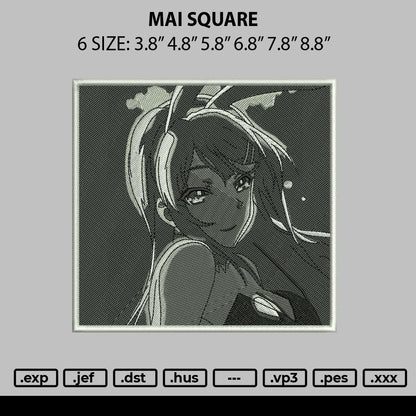 Mai Square Embroidery File 6 sizes