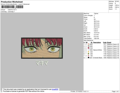 Makima Embroidery File 4 size