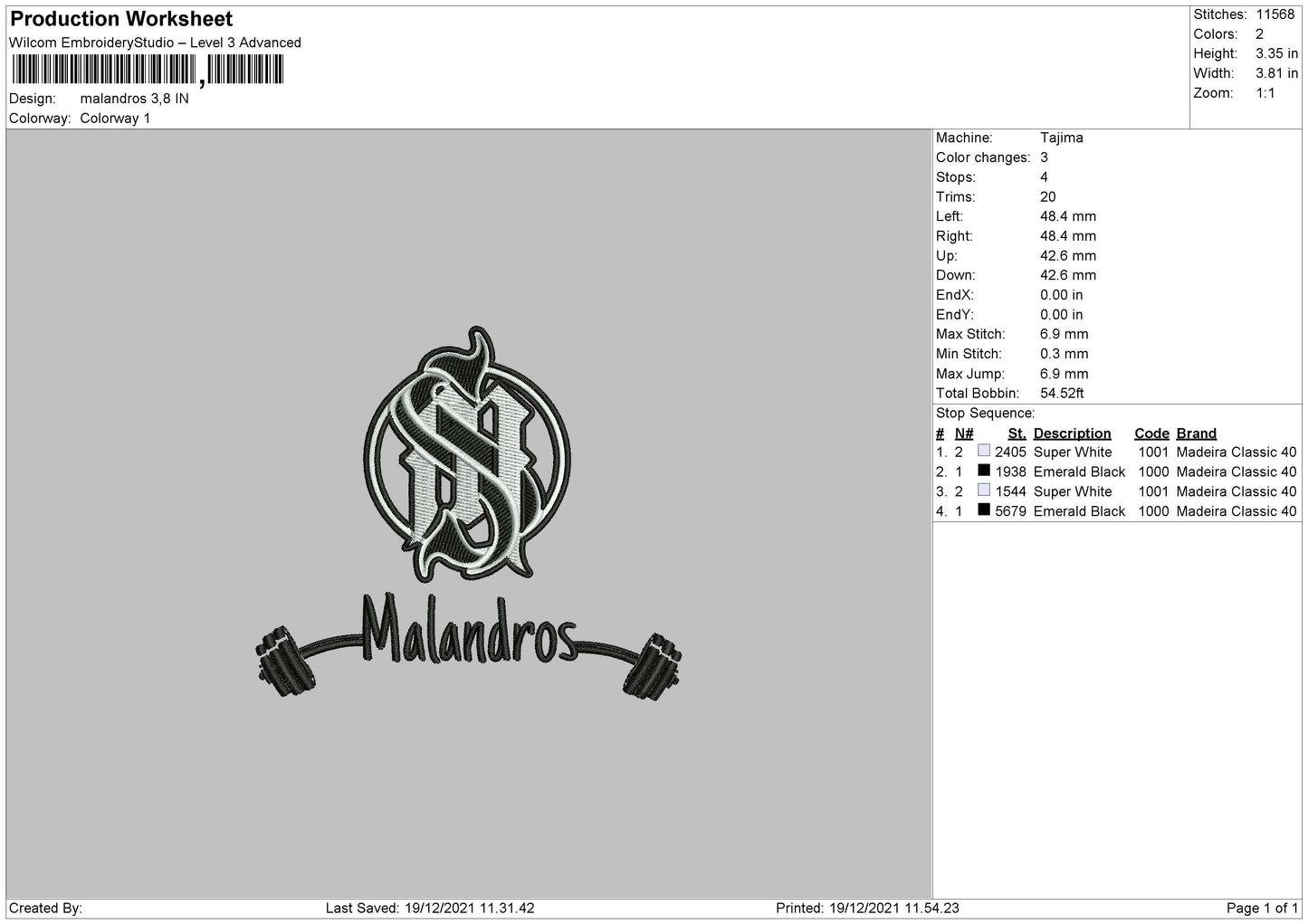 Malandros Embroidery File 4 size