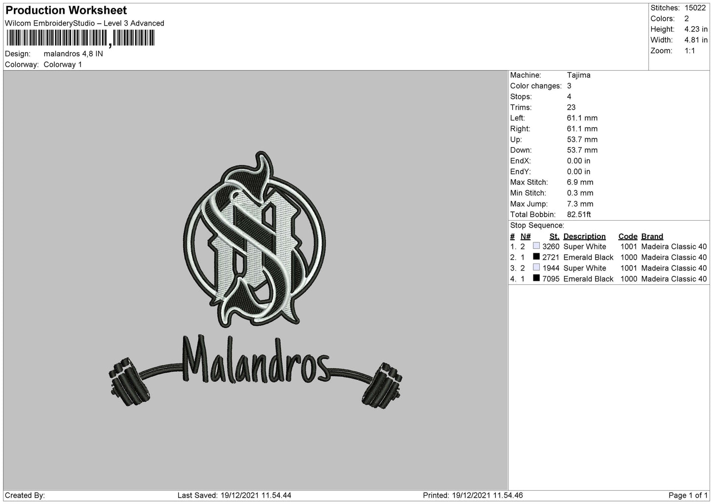 Malandros Embroidery File 4 size
