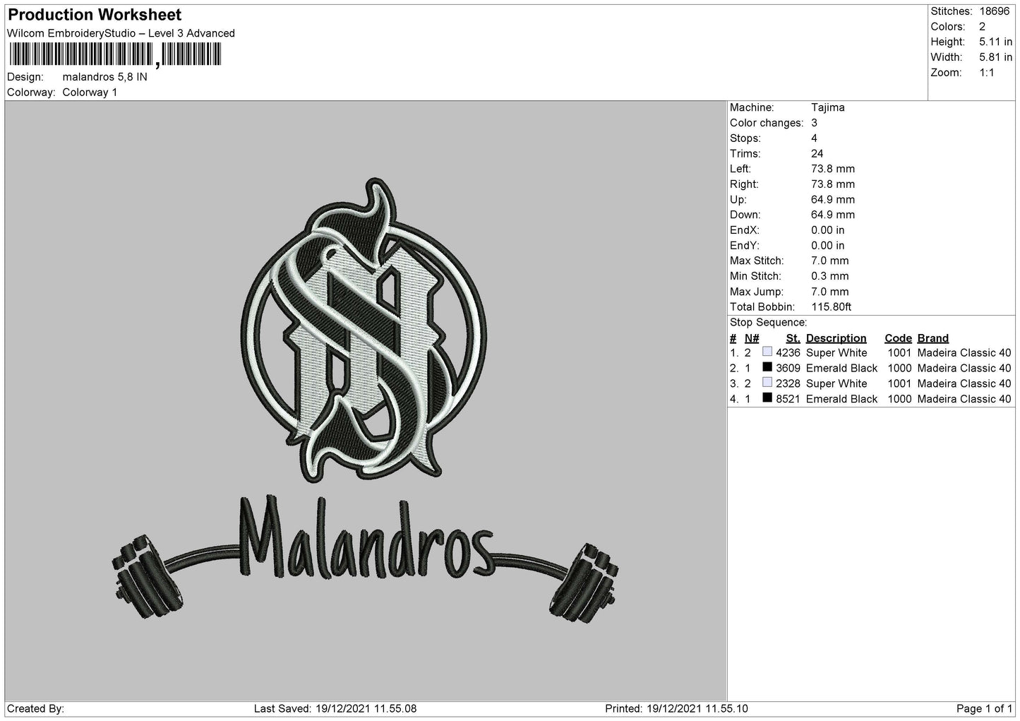 Malandros Embroidery File 4 size
