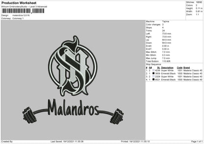 Malandros Embroidery File 4 size
