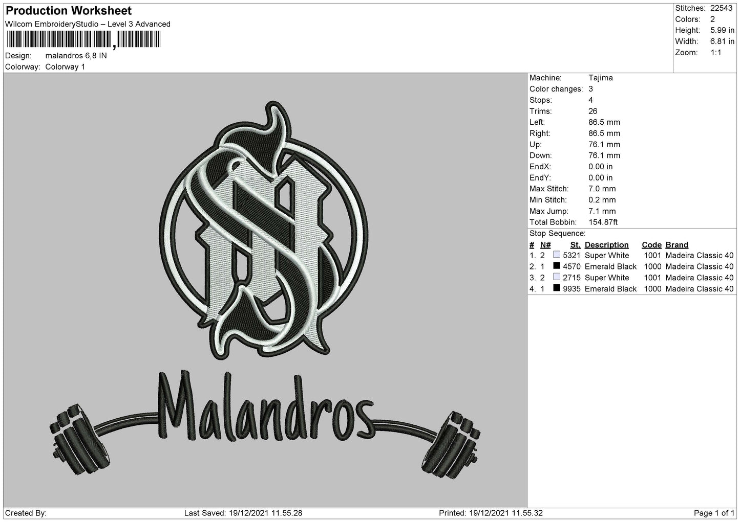 Malandros Embroidery File 4 size
