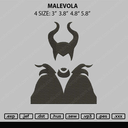 Malevola Embroidery File 4 size