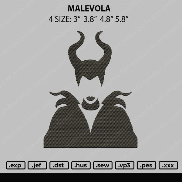 Malevola Embroidery File 4 size
