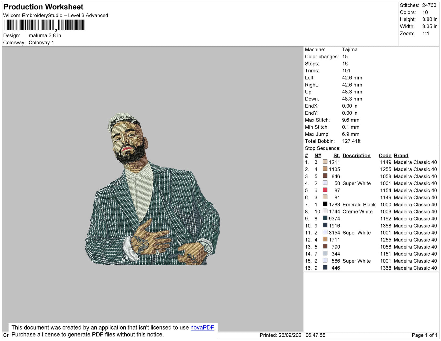 Maluma Embroidery File 4 size