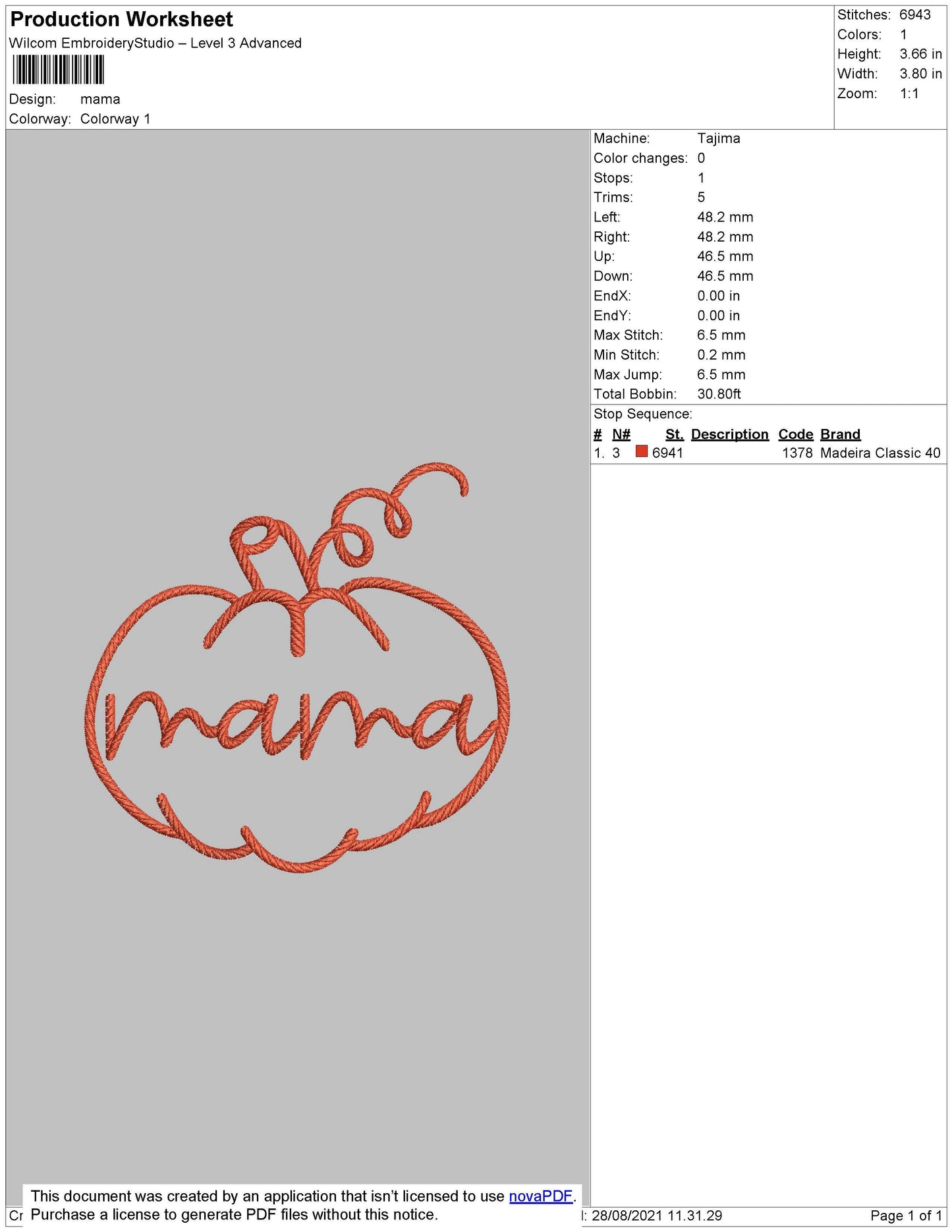 Mama Embroidery File 4 size