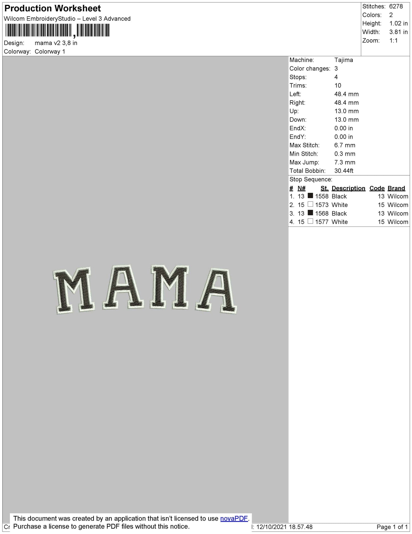 MAMA V2 Embroidery File 4 size