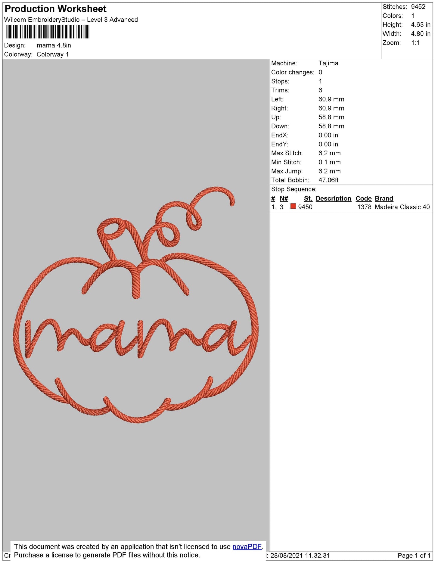 Mama Embroidery File 4 size