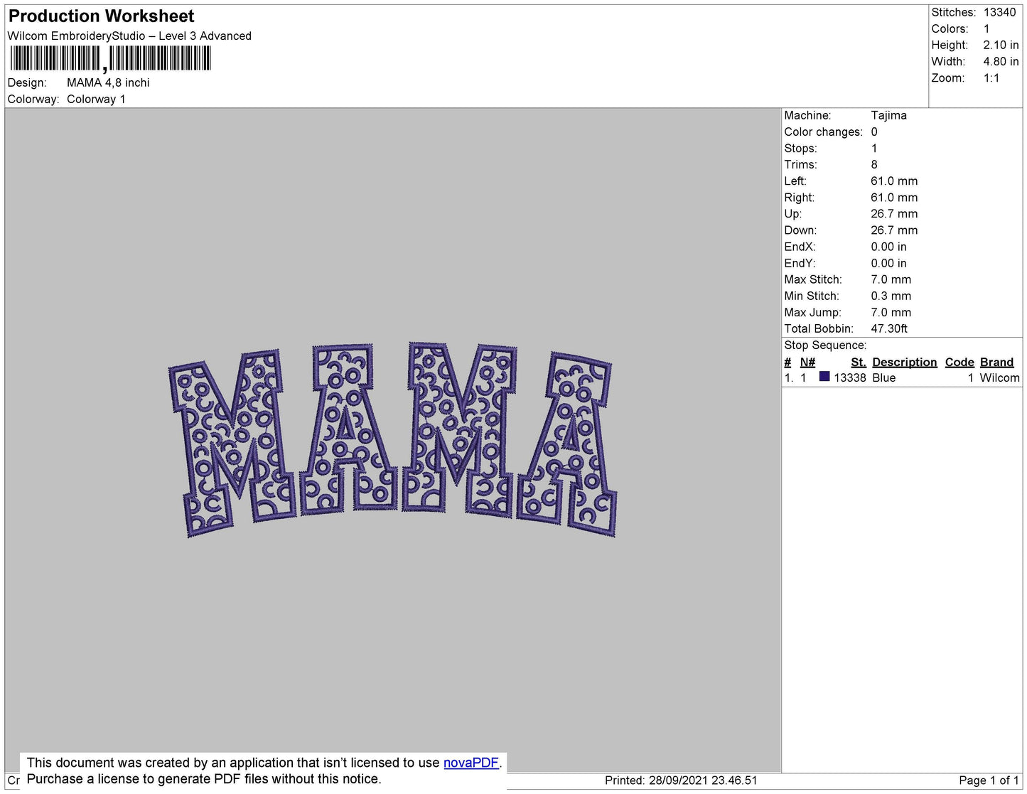 MAMA Embroidery File 4 size