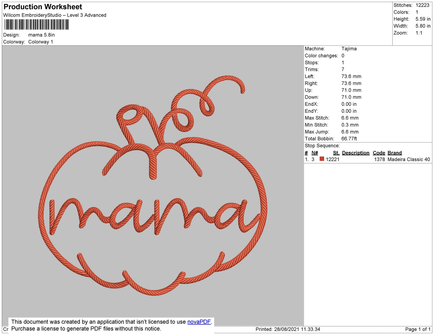 Mama Embroidery File 4 size