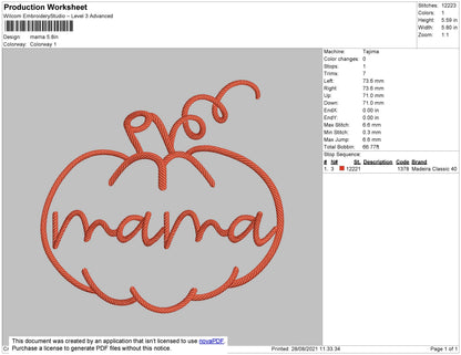 Mama Embroidery File 4 size