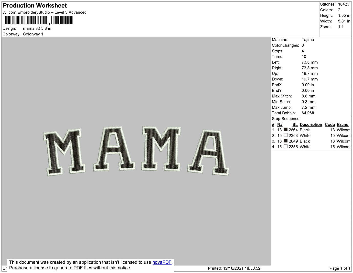 MAMA V2 Embroidery File 4 size