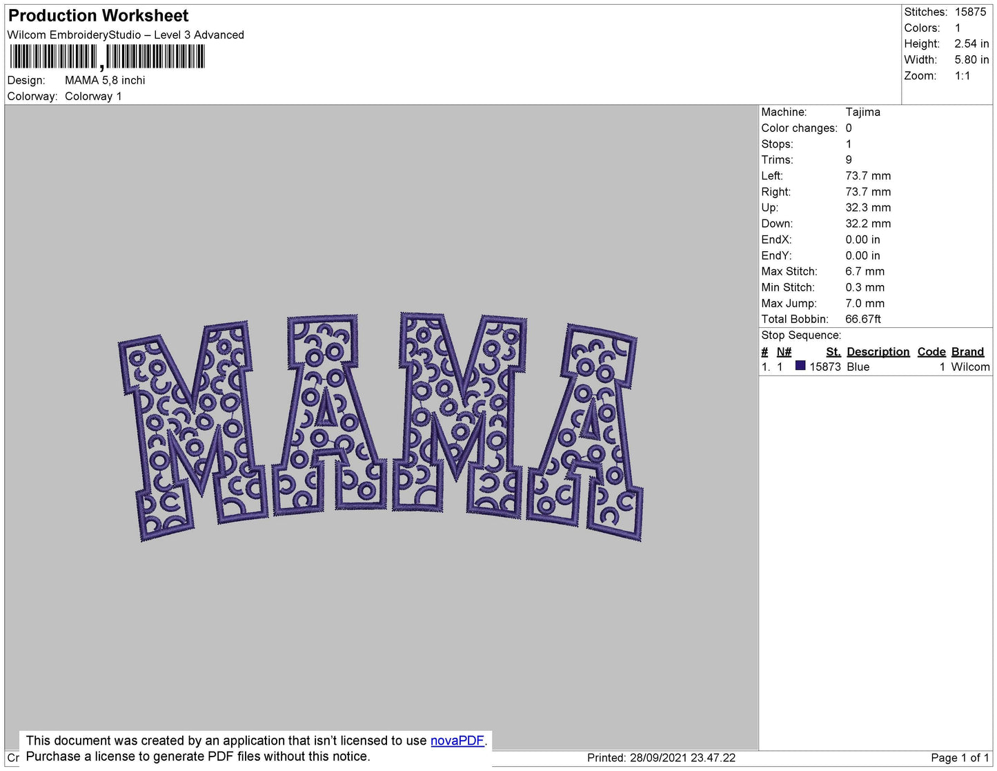 MAMA Embroidery File 4 size