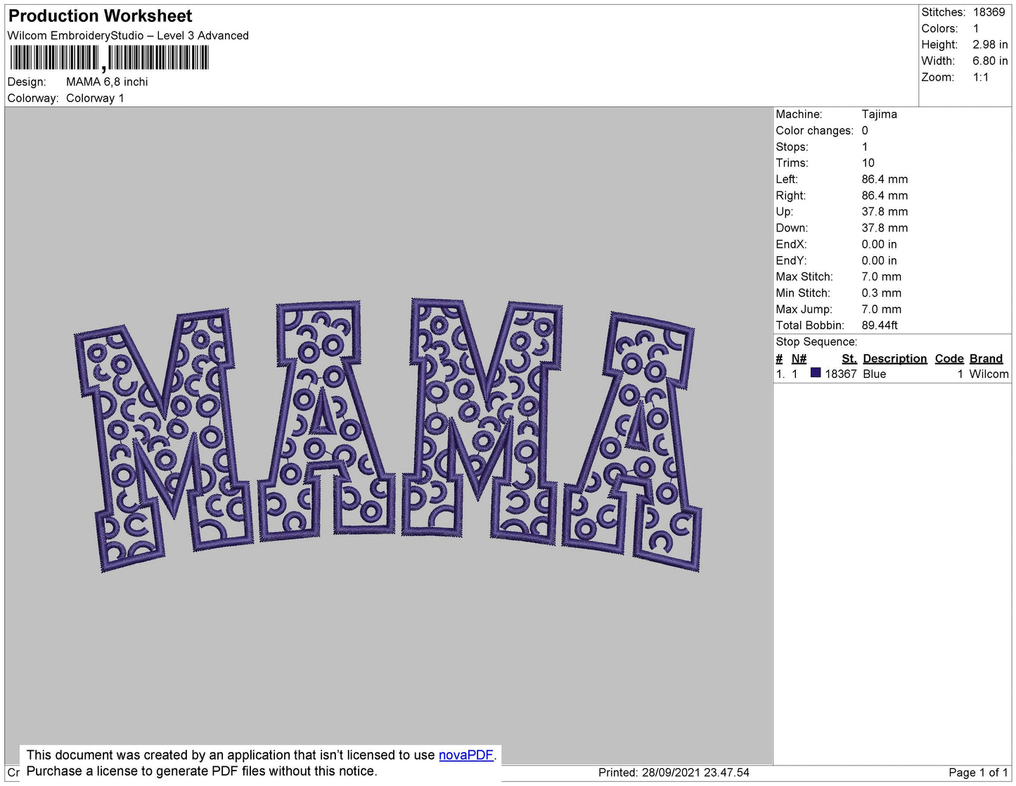 MAMA Embroidery File 4 size