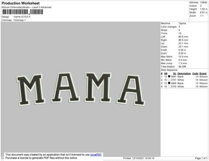 MAMA V2 Embroidery File 4 size